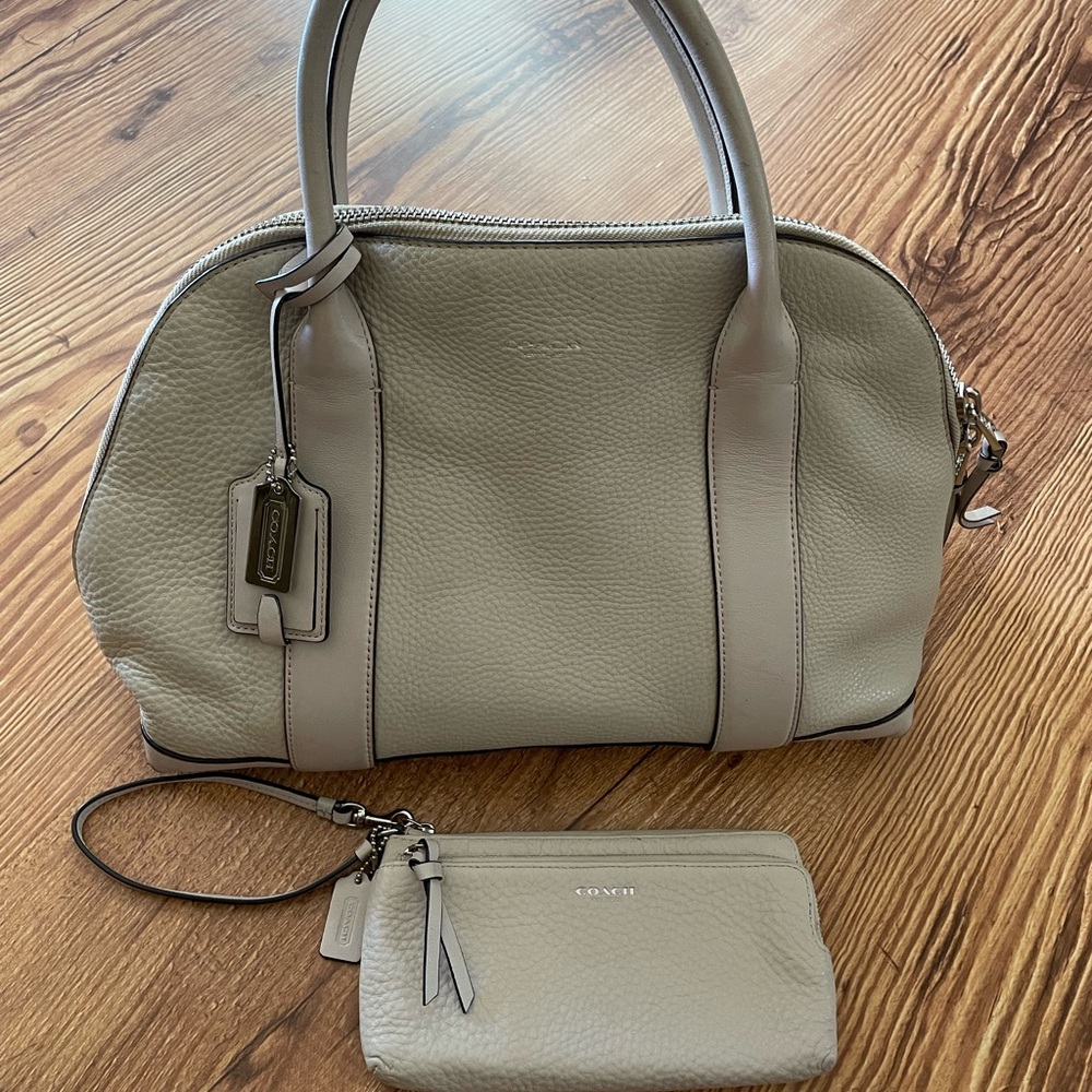 Coach Women's Beige Leather Satchel and Wristlet Set